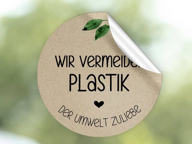 Graspapier Aufkleber "Plastik" 4,5 cm - 1