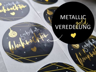 Metallic-Aufkleber "zauberhafte Weihnachten" Gold 4,5 cm - 1